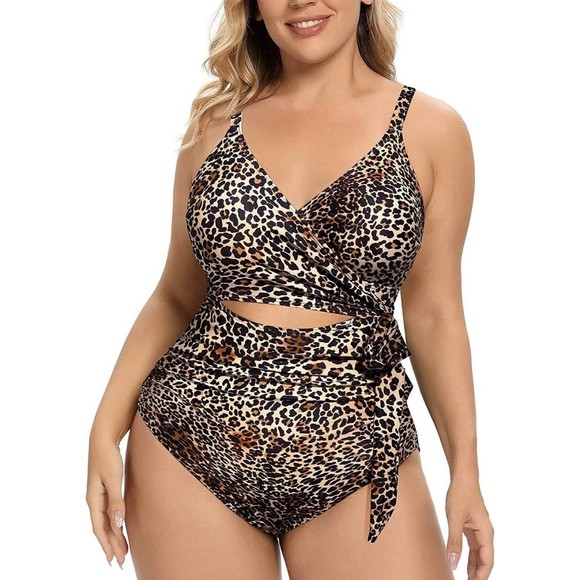 Daci Women Swinsuit One Piece Animal Print Tummy Control Size 16W - Picture 1 of 7